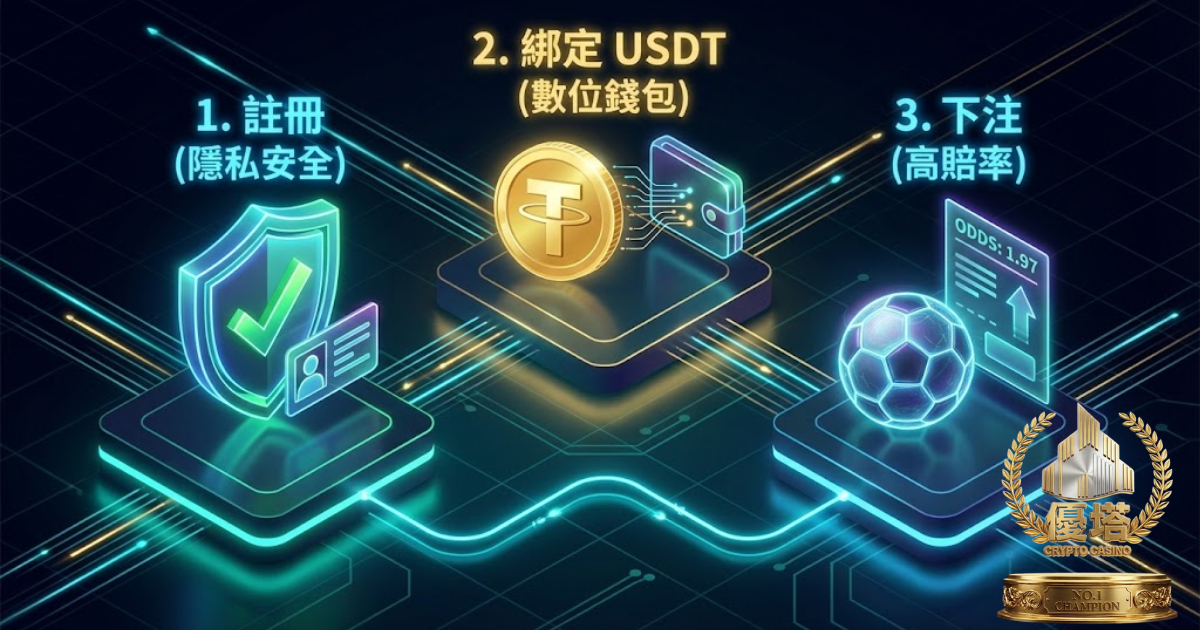 世足娛樂城註冊教學:鉅城免實名認證、USDT綁定與世界盃下注流程圖
